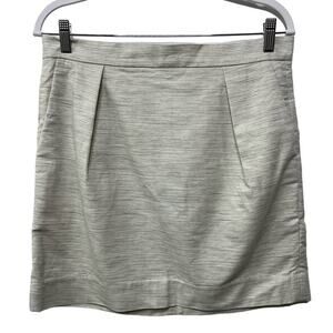 Gap‎ Striped Pleated High Waisted Mini Skirt Pockets Grey White Womens 12 Preppy